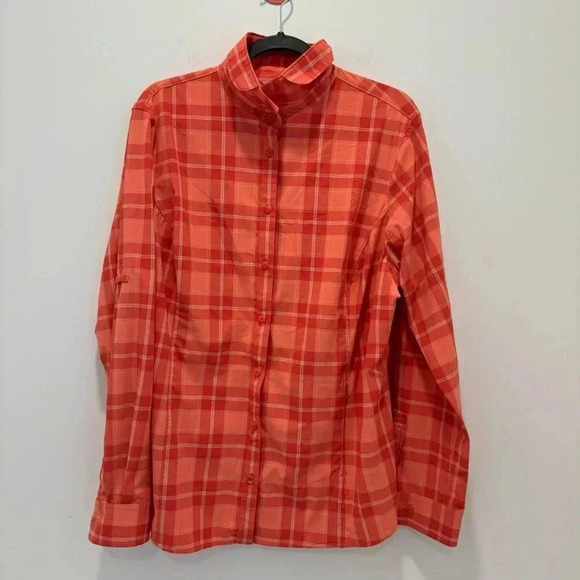 Duluth Trading Nylon Button Down Hiking Shirt Vented Long Sleeve Womens 2XL - Picture 1 of 9